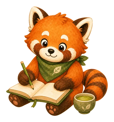 Mochi writing in a journal