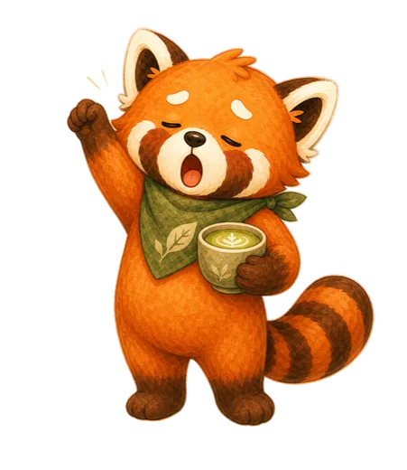 Mochi stretching with a morning matcha